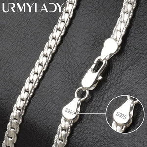S925 Silver 6mm Sideways Necklace 8/18/20/24 Inch Chain For Wedding