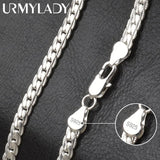 S925 Silver 6mm Sideways Necklace 8/18/20/24 Inch Chain For Wedding