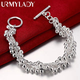 Grape Bead Bracelet 925 Silver Chain Women Wedding Charm Jewelry