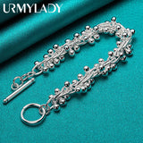 Grape Bead Bracelet 925 Silver Chain Women Wedding Charm Jewelry