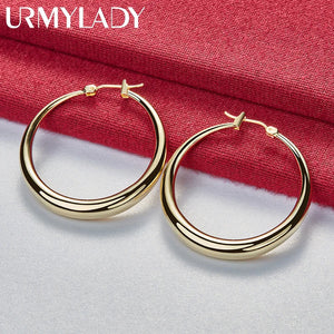 Moon Hoop Earrings 24K Women Wedding Jewelry