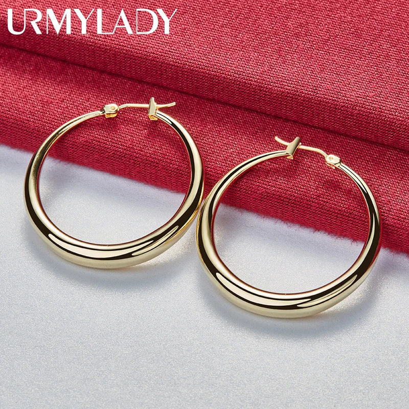 Moon Hoop Earrings 24K Women Wedding Jewelry