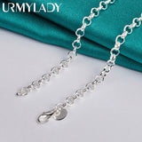 925 Sterling Silver Round Beads Charm Necklace 18 Inch for Women