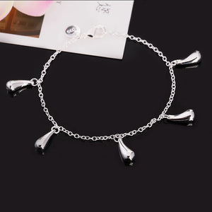 Water Drops Bracelet 925 Silver Chain Charm Wedding Jewelry