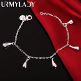 Water Drops Bracelet 925 Silver Chain Charm Wedding Jewelry