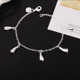 Water Drops Bracelet 925 Silver Chain Charm Wedding Jewelry