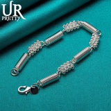 Sterling Silver Spring Chain Bracelet Man Women Wedding Engagement Party