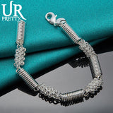 Sterling Silver Spring Chain Bracelet for Wedding Engagement Party