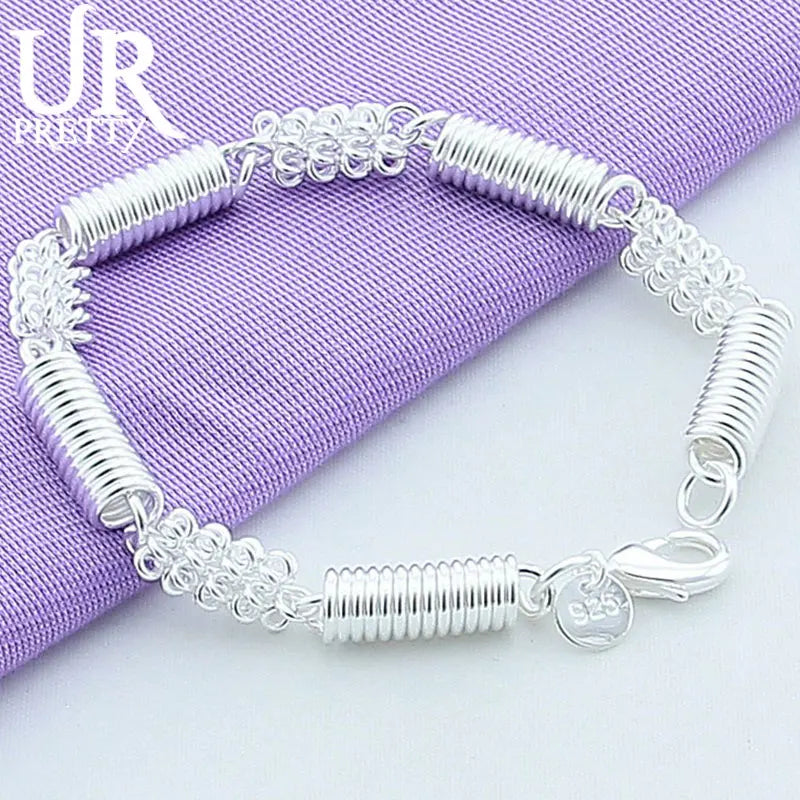 Sterling Silver Spring Chain Bracelet for Wedding Engagement Party