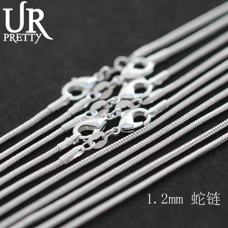 925 Sterling Silver Snake Chain Necklace 1mm 16-30inch