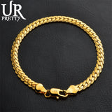 8 Inch 925 Sterling Silver Bracelet 5MM Gold/Silver Side Chain Bracelet