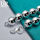 925 Silver 10mm Bead Ball Chain Bracelet Charm Jewelry