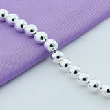 925 Sterling Silver 10mm Bead Ball Chain Bracelet Wedding Engagement Jewelry