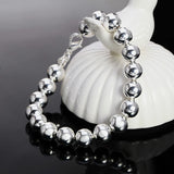 925 Silver 10mm Bead Ball Chain Bracelet Charm Jewelry
