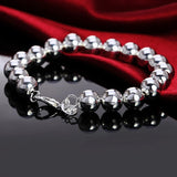 925 Silver 10mm Bead Ball Chain Bracelet Charm Jewelry