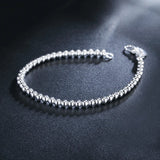 925 Sterling Silver 4mm Bead Chain Bracelet Women Wedding Charm Jewelry