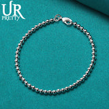 925 Sterling Silver 4mm Bead Ball Chain Bracelet