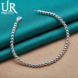 925 Sterling Silver 4mm Bead Ball Chain Bracelet