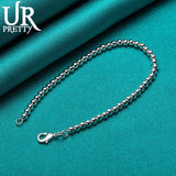 925 Sterling Silver 4mm Bead Ball Chain Bracelet