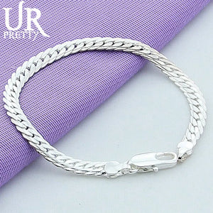 925 Sterling Silver 6mm Lace Chain Bracelet Wedding Engagement Jewelry