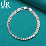 925 Sterling Silver 6mm Lace Chain Bracelet Wedding Engagement Jewelry
