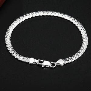 925 Silver 6mm Lace Chain Bracelet Women Wedding Charm Jewelry