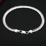 925 Silver 6mm Lace Chain Bracelet Women Wedding Charm Jewelry