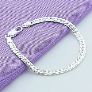925 Sterling Silver 6mm Lace Chain Bracelet Wedding Engagement Jewelry