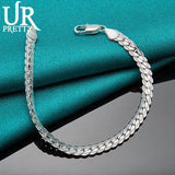 925 Sterling Silver 6mm Lace Chain Bracelet Wedding Engagement Jewelry