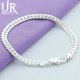 925 Sterling Silver 6mm Lace Chain Bracelet Wedding Engagement Jewelry