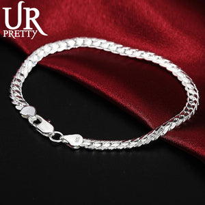 925 Silver 6mm Lace Chain Bracelet Women Wedding Charm Jewelry