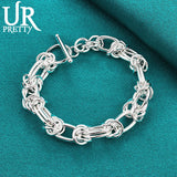 925 Silver Weaving Circle Chain Bracelet for Party Wedding