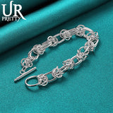 925 Silver Weaving Circle Chain Bracelet for Party Wedding