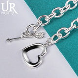 925 Sterling Silver Love Heart Chain Bracelet For Women