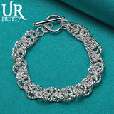 925 Sterling Silver Chain Bracelet for Women Wedding Charm Jewelry