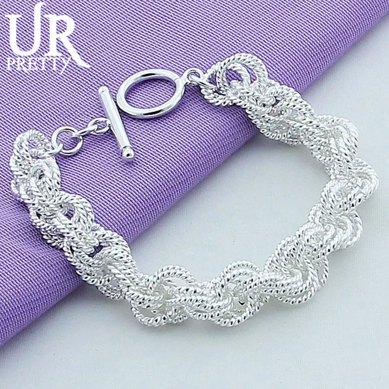 925 Sterling Silver Chain Bracelet for Women Wedding Charm Jewelry
