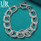925 Sterling Silver Ring Chain Bracelet Matte Finish Wedding Engagement Gift
