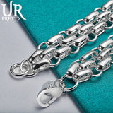 925 Sterling Silver 3 Rows Chain Bracelet Women Wedding Engagement Charm Jewelry