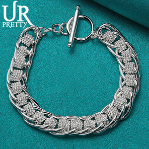 925 Silver Woven Chain Bracelet Wedding Charm Jewelry