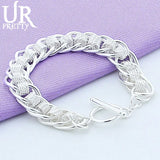 925 Silver Woven Chain Bracelet Women Wedding Charm Jewelry