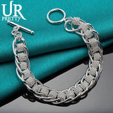 925 Silver Woven Chain Bracelet Women Wedding Charm Jewelry