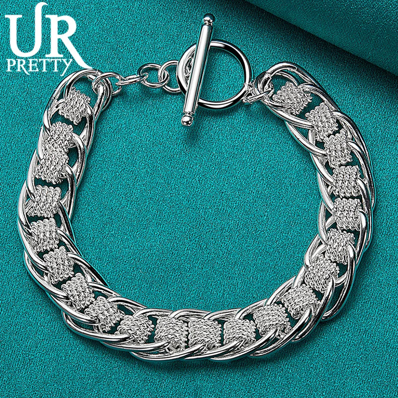 925 Silver Woven Chain Bracelet Wedding Charm Jewelry