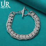 925 Silver Woven Chain Bracelet Women Wedding Charm Jewelry