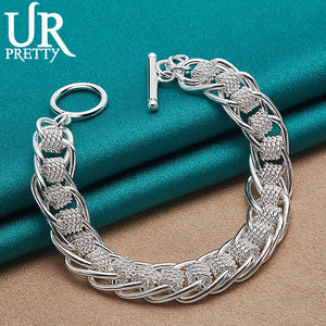 925 Silver Woven Chain Bracelet Wedding Charm Jewelry