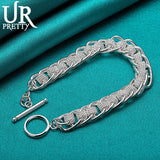 925 Silver Woven Chain Bracelet Wedding Charm Jewelry