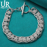 925 Silver Woven Chain Bracelet Wedding Charm Jewelry