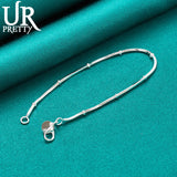 925 Silver 1.7mm Snake Chain Beads Bracelet for Wedding Engagement