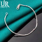 925 Silver 1.7mm Snake Chain Beads Bracelet for Wedding Engagement