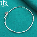 925 Silver 1.7mm Snake Chain Beads Bracelet for Wedding Engagement