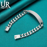 925 Silver 10mm Bangle Chain Bracelet Wedding Jewelry